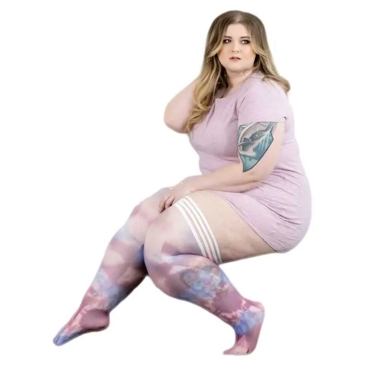 Kix'ies Madisen Blue and Purple Tie Dye Thigh Highs