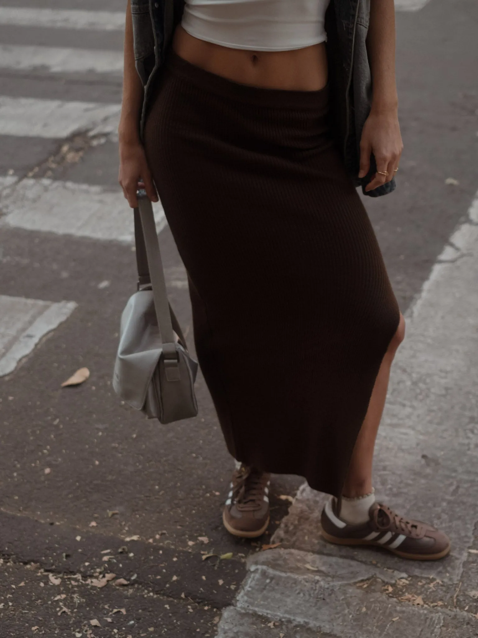 KNIT LONG SKIRT - ESPRESSO