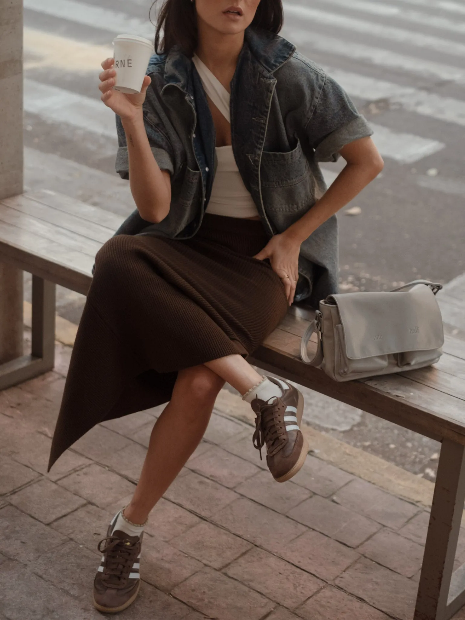 KNIT LONG SKIRT - ESPRESSO