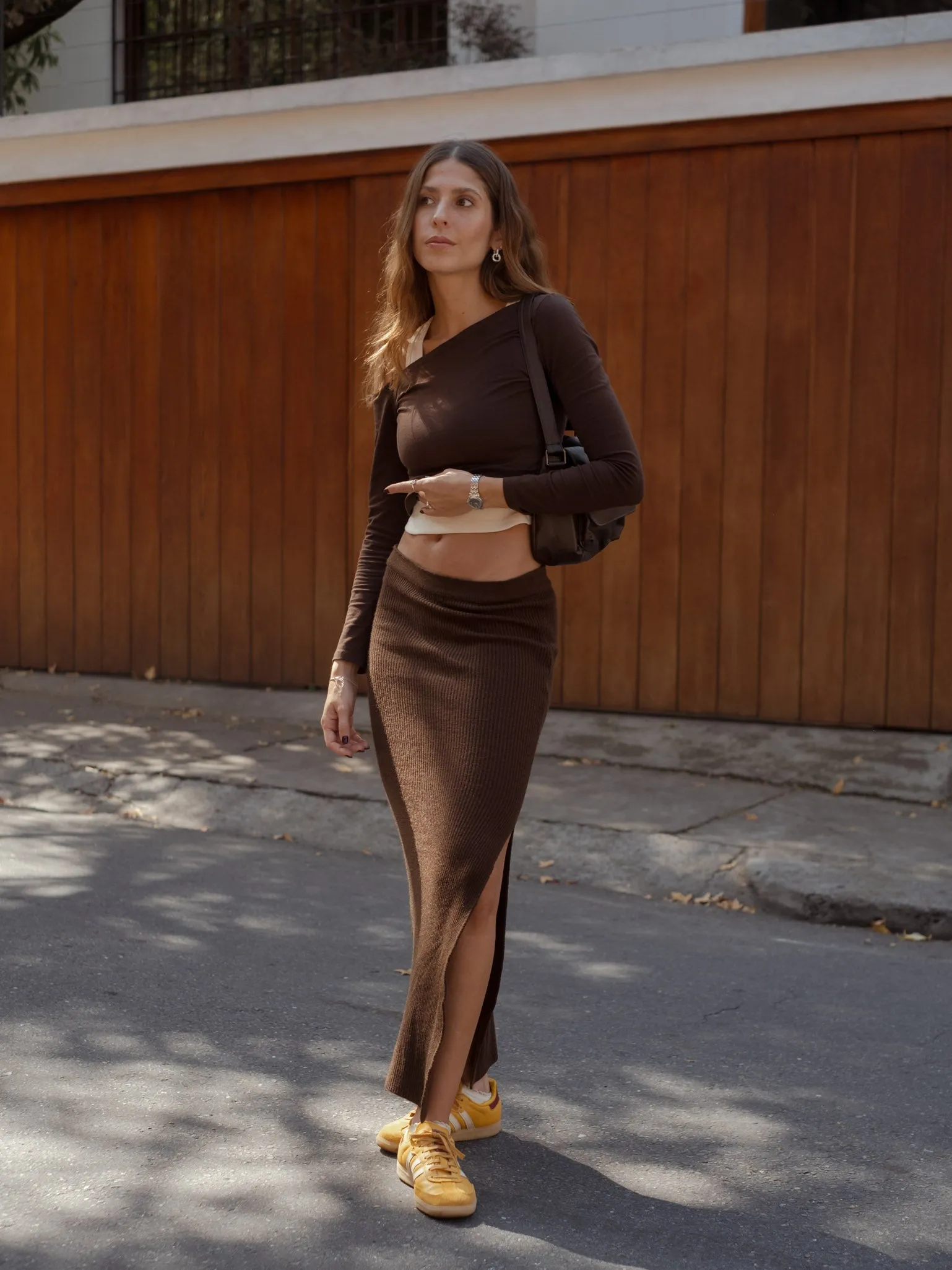 KNIT LONG SKIRT - ESPRESSO