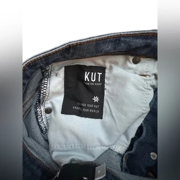 KUT from the Kloth Rachael High Rise Fab Ab Ankle Mom distressed Button Fly Jean