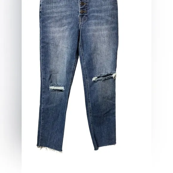 KUT from the Kloth Rachael High Rise Fab Ab Ankle Mom distressed Button Fly Jean