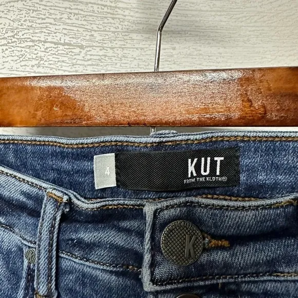 KUT from the Kloth Rachael High Rise Fab Ab Ankle Mom distressed Button Fly Jean