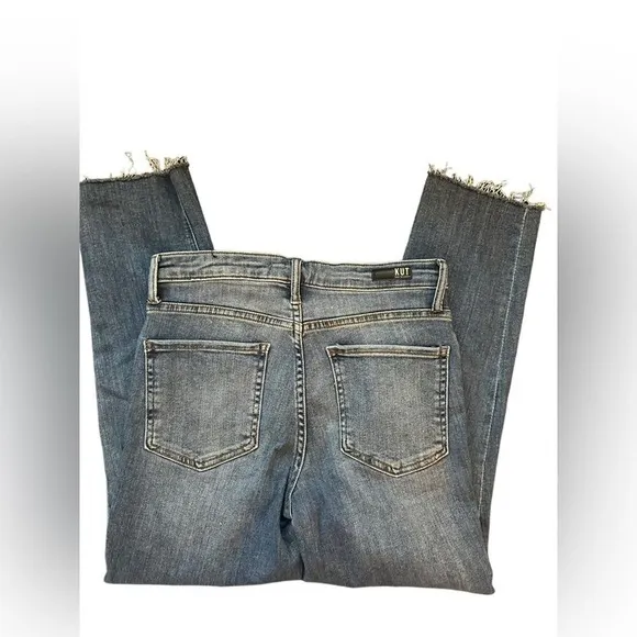KUT from the Kloth Rachael High Rise Fab Ab Ankle Mom distressed Button Fly Jean