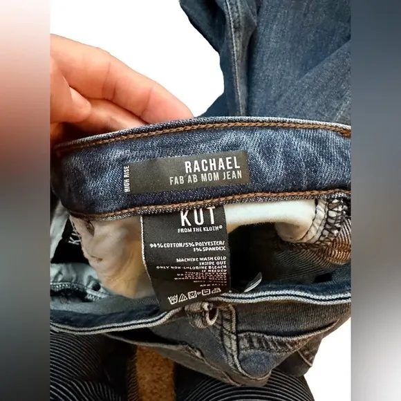 KUT from the Kloth Rachael High Rise Fab Ab Ankle Mom distressed Button Fly Jean