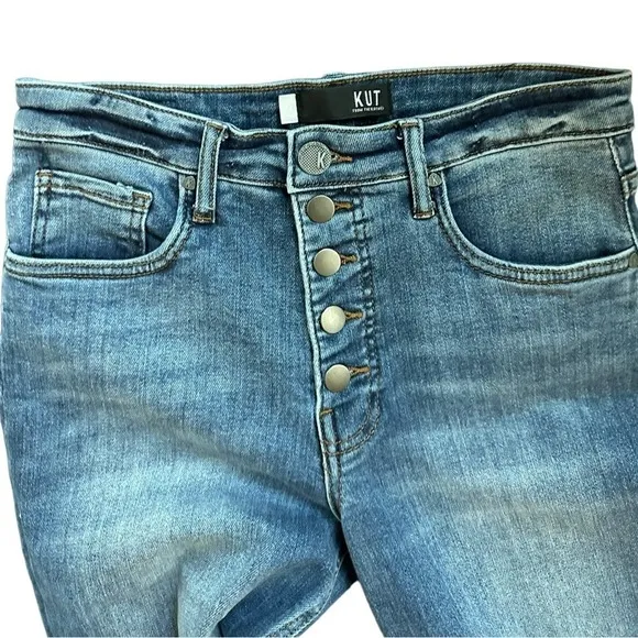 KUT from the Kloth Rachael High Rise Fab Ab Ankle Mom distressed Button Fly Jean