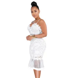 Lace Mid-Calf Mermaid Dress