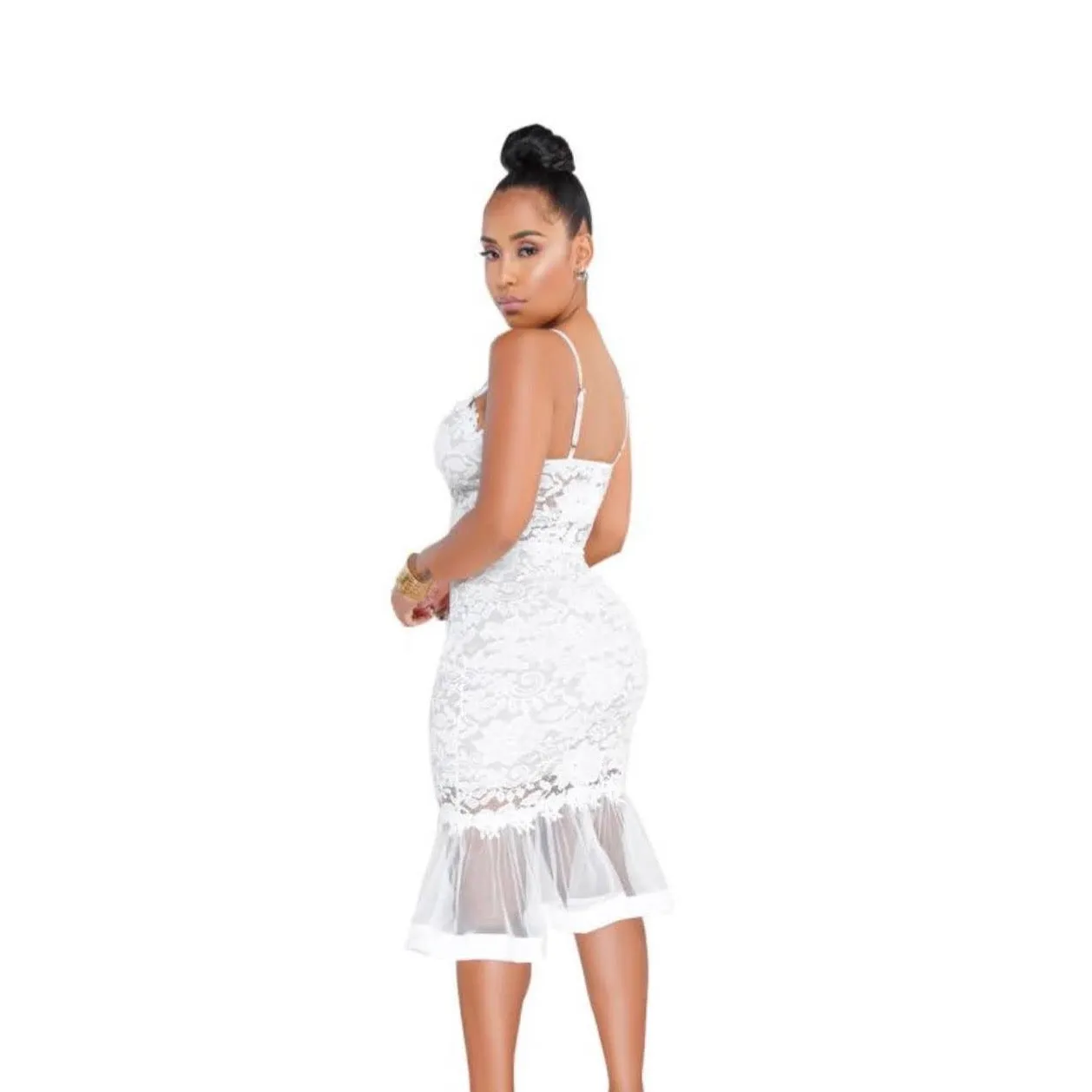 Lace Mid-Calf Mermaid Dress