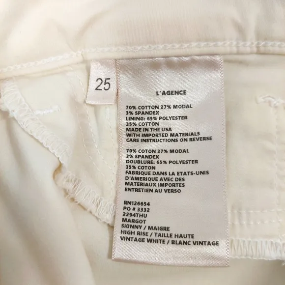 L'agence Margot Skinny High Rise Vintage White Jeans.
