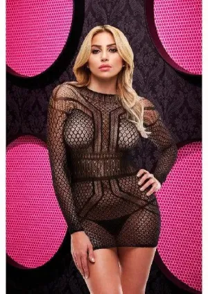 Lapdance Long Sleeve Open Back Mini Dress Purple