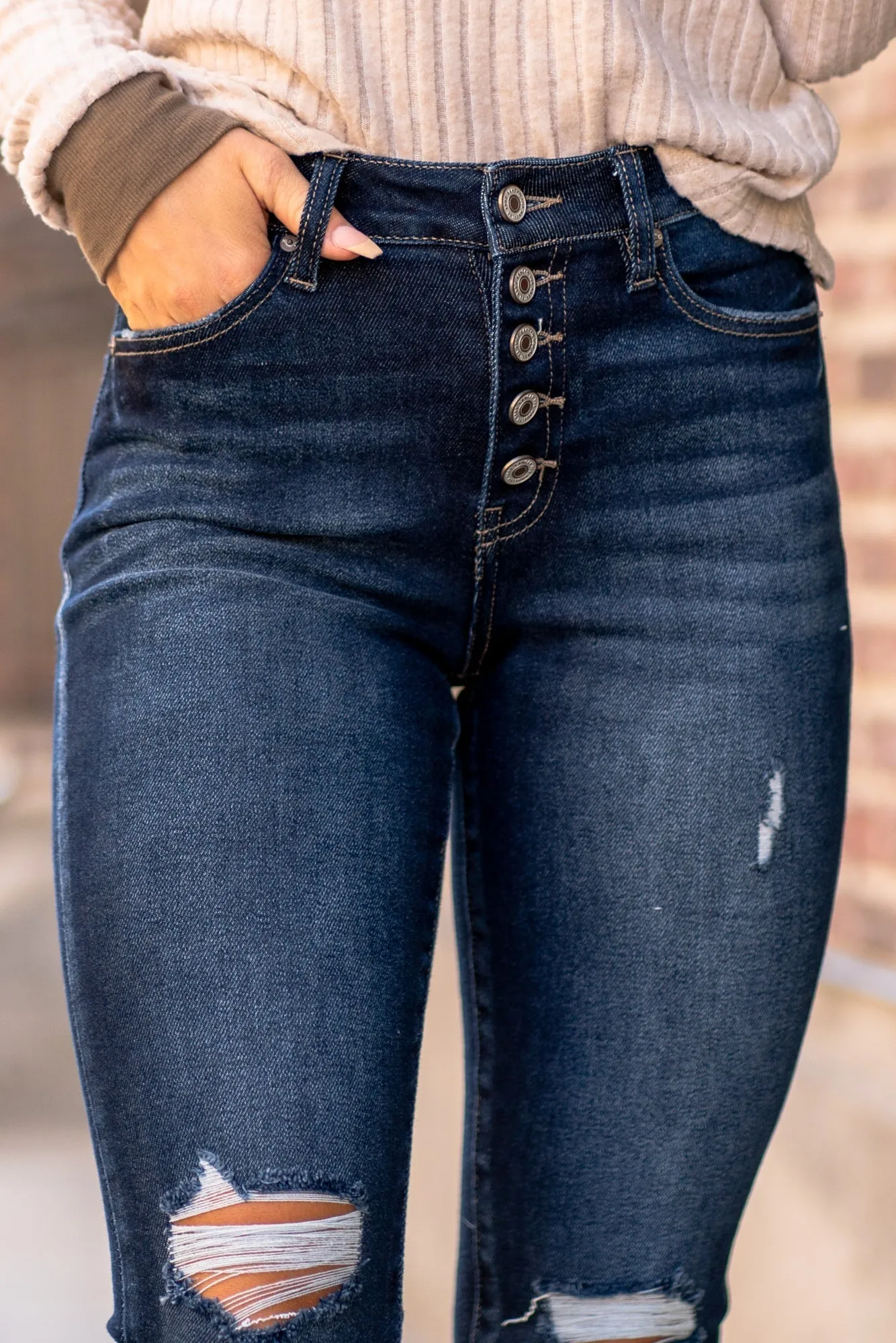Lawrence High Rise Button Fly Ankle Skinny