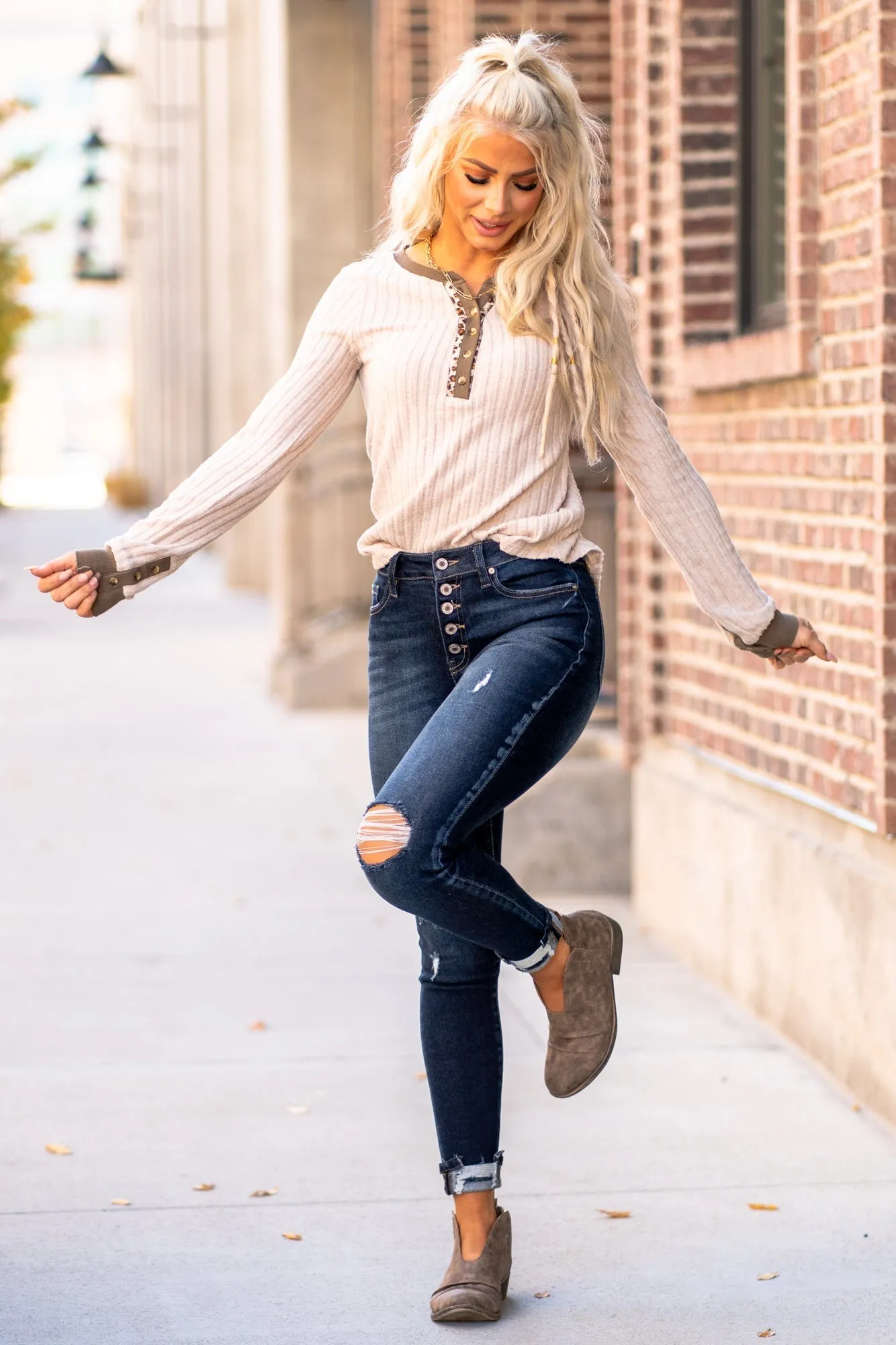 Lawrence High Rise Button Fly Ankle Skinny