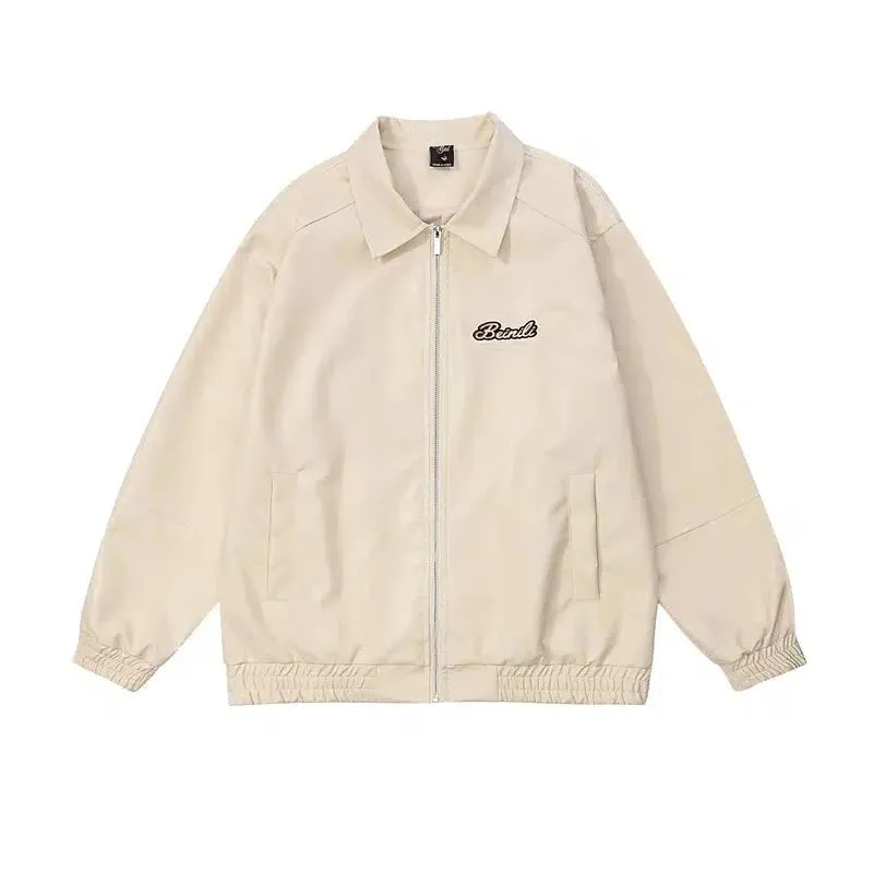 Letter Embroidered PU Leather Jacket