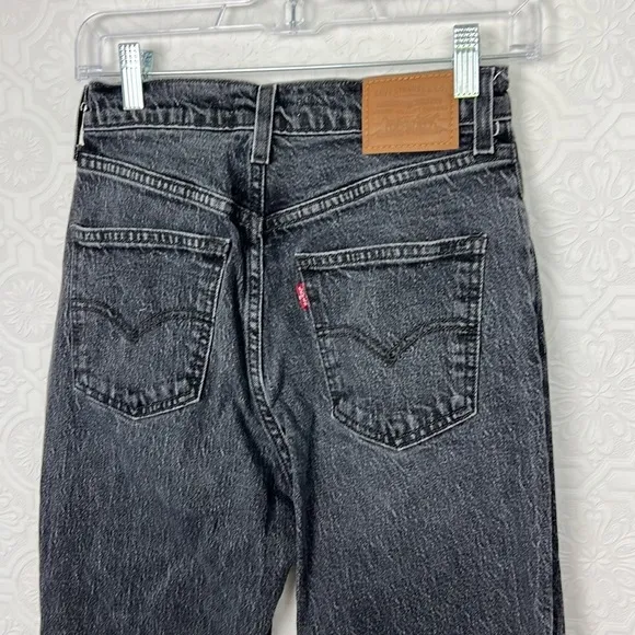 Levi’s 70s High Flare Black Acid Wash High Waisted Waist 25 Premium Jeans Denim