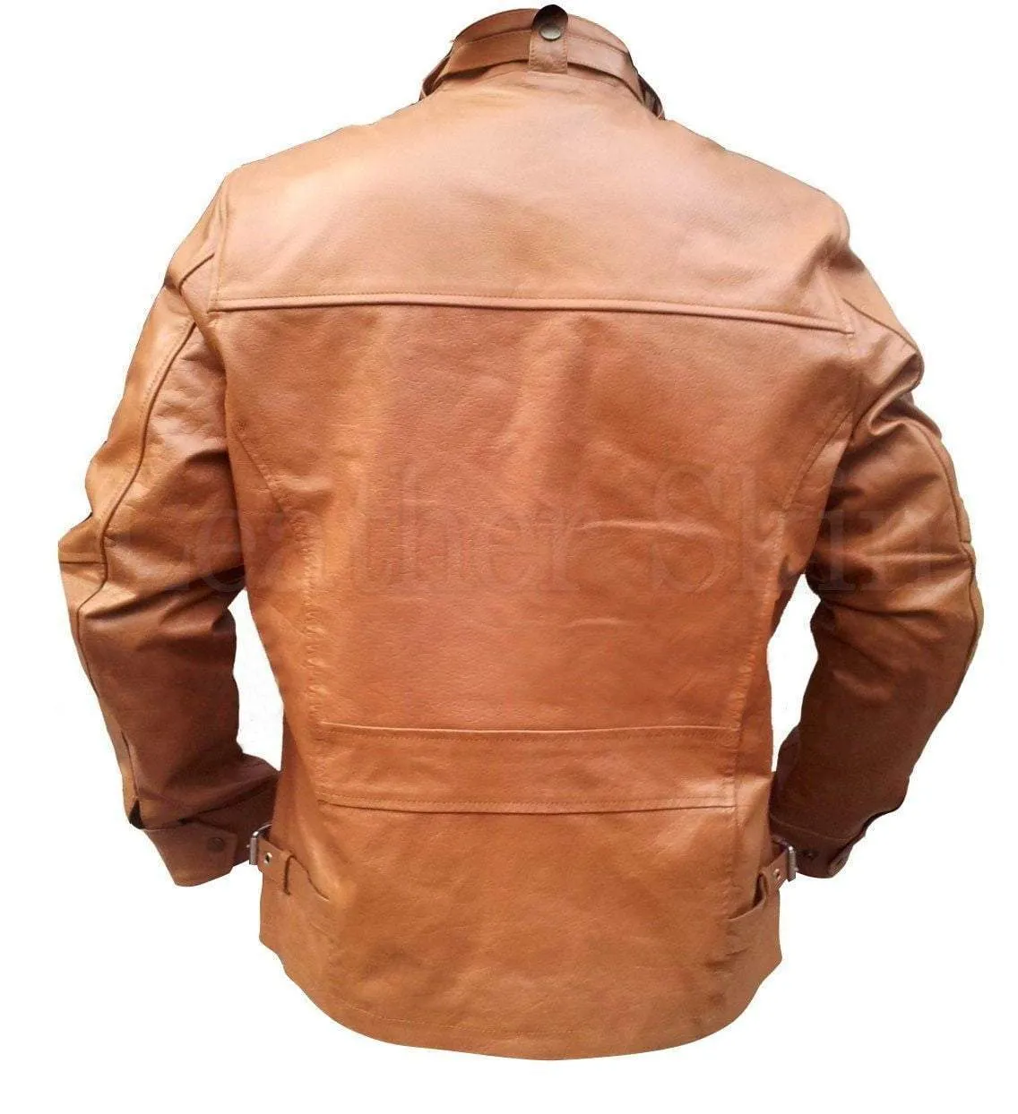 Light Brown Men Leather Jacket