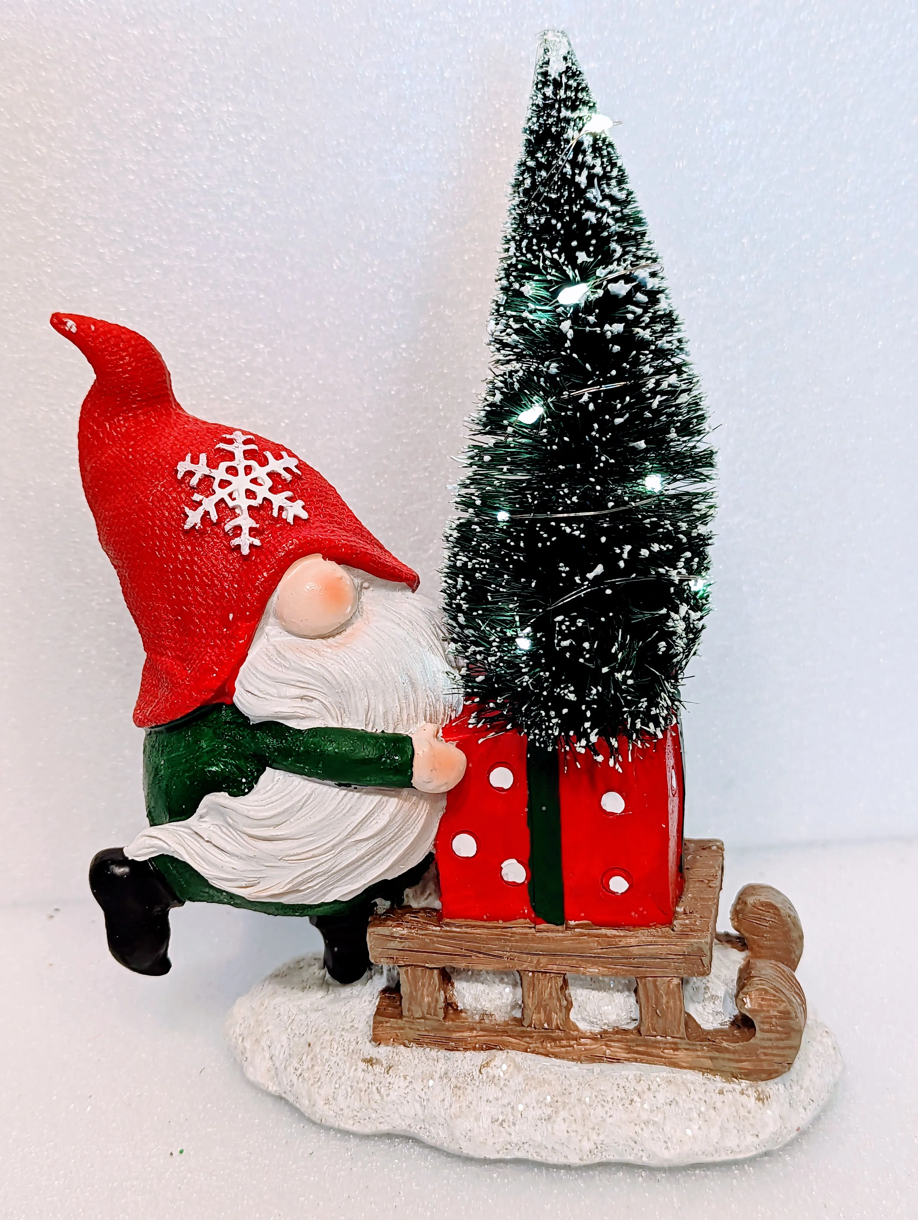 Light Up Gnome with Bottle Brush Tree Assortment