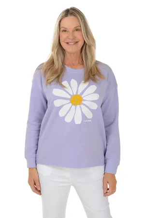 Lilac Big Daisy Drop Shoulder Sweatshirt