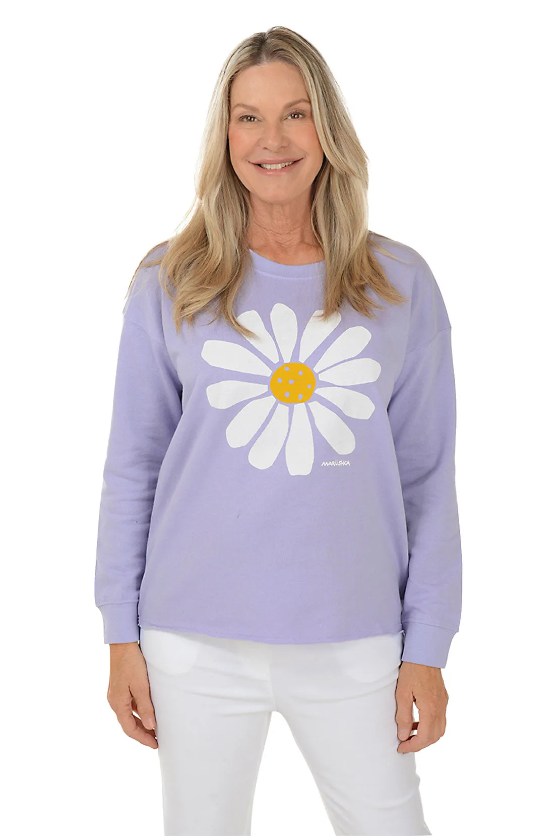 Lilac Big Daisy Drop Shoulder Sweatshirt