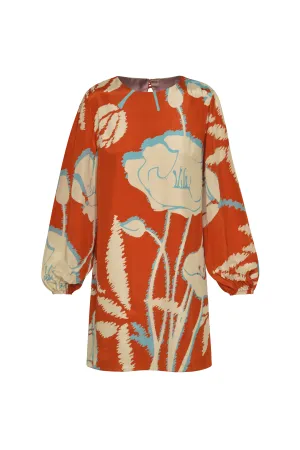 Lisboa Crepe Chine Mini Dress in Orange