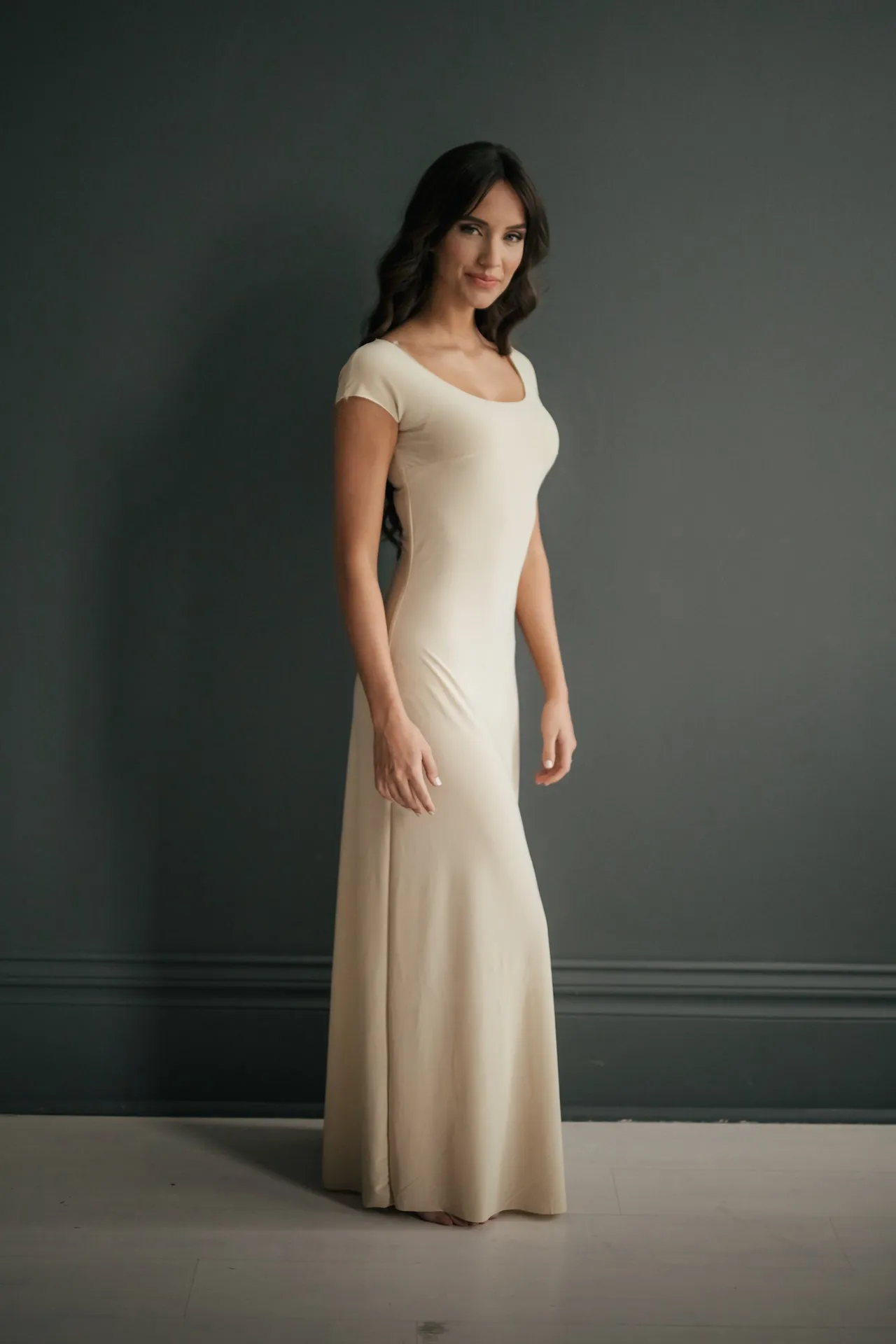 Lizzy Slip Cap Sleeve Scoop Neck Maxi Slip - MATERNITY