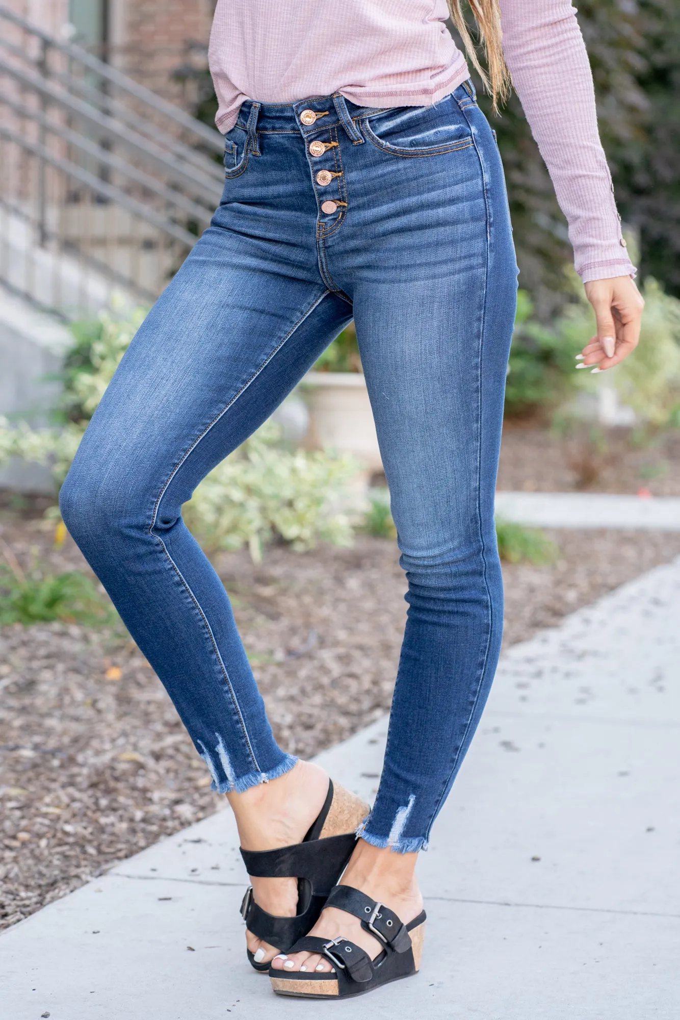 Logan High Rise Button Fly Skinny