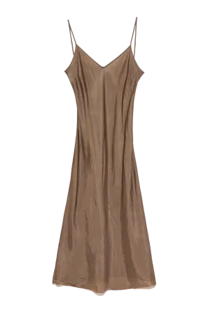 Long Bias Slip Dress in Mushroom