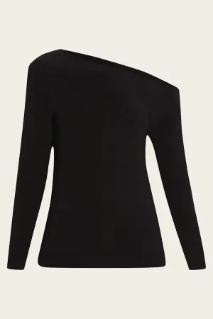 Long Sleeve Drop Shoulder Top in Black