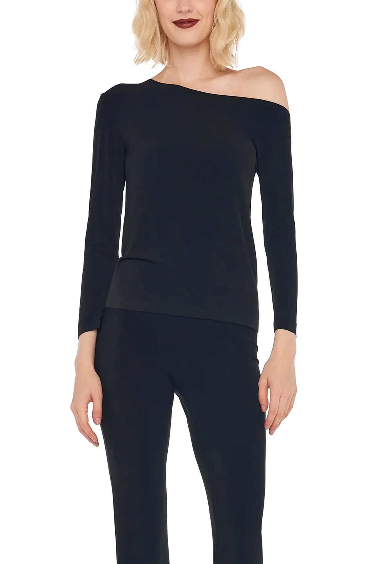 Long Sleeve Drop Shoulder Top in Black