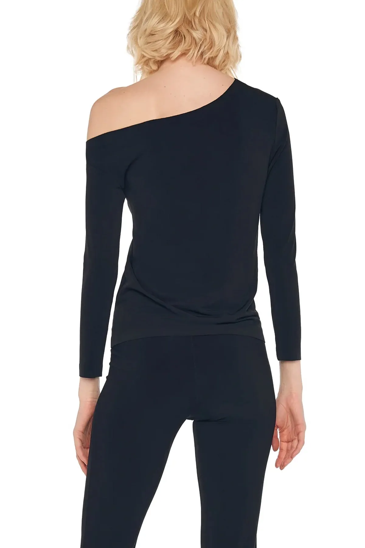 Long Sleeve Drop Shoulder Top in Black