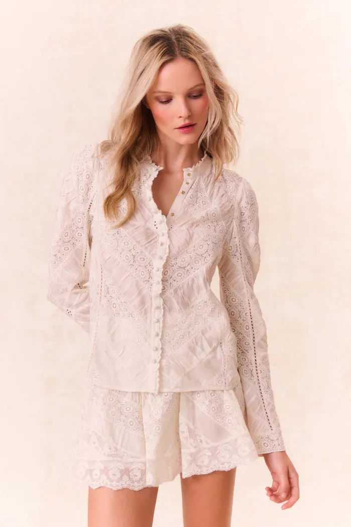 Love Shack Fancy Isaline Top - Off White