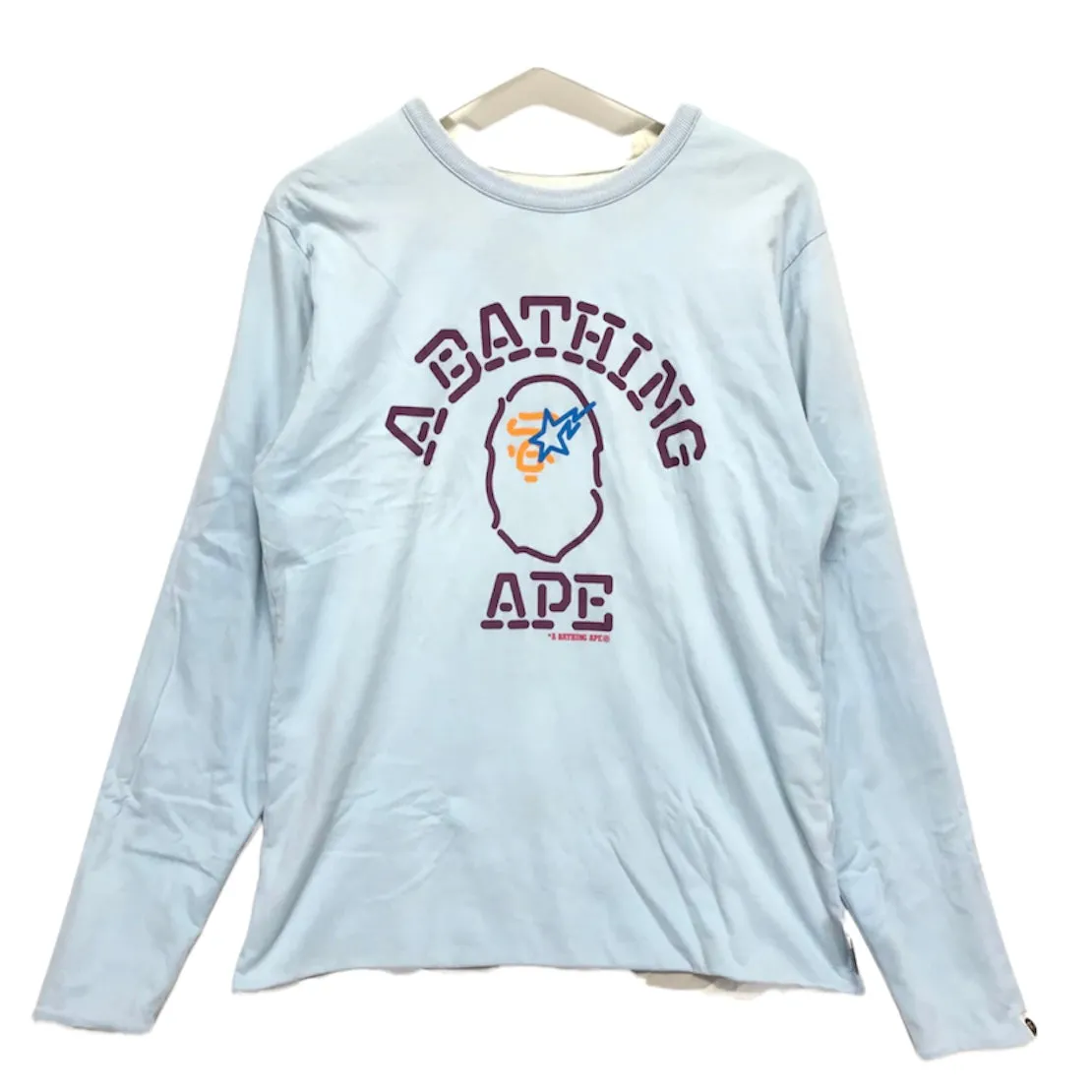 [M] A Bathing Ape Bape Camo / Neon Logo Reversible L/S Tee