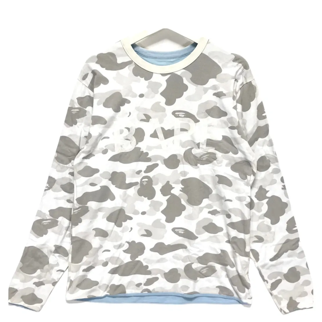 [M] A Bathing Ape Bape Camo / Neon Logo Reversible L/S Tee