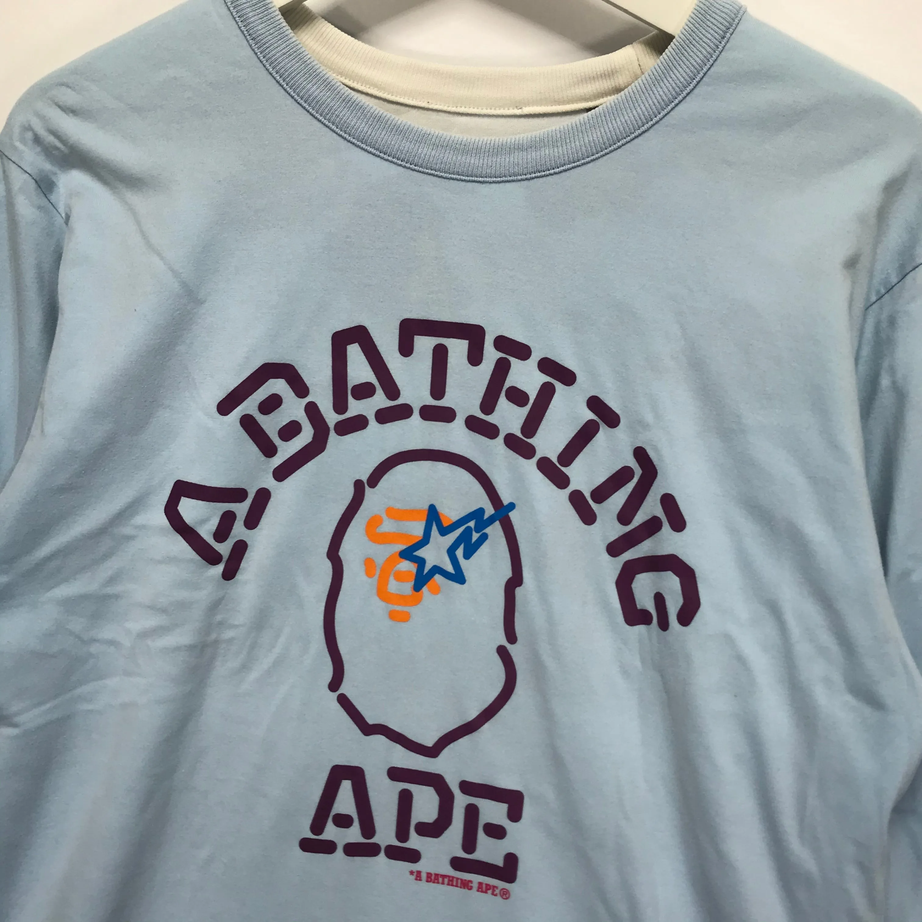 [M] A Bathing Ape Bape Camo / Neon Logo Reversible L/S Tee