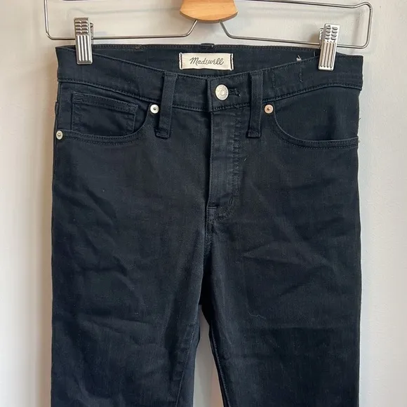 Madewell 9&quot; High-Rise Denim Skinny Jeans Black Cotton Stretch SZ 25