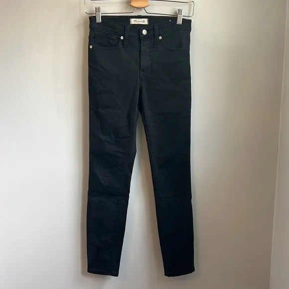 Madewell 9&quot; High-Rise Denim Skinny Jeans Black Cotton Stretch SZ 25