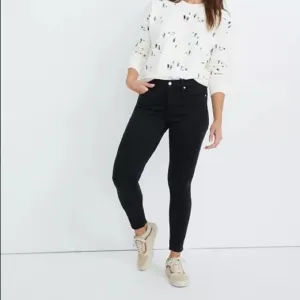 Madewell 9&quot; High-Rise Denim Skinny Jeans Black Cotton Stretch SZ 25