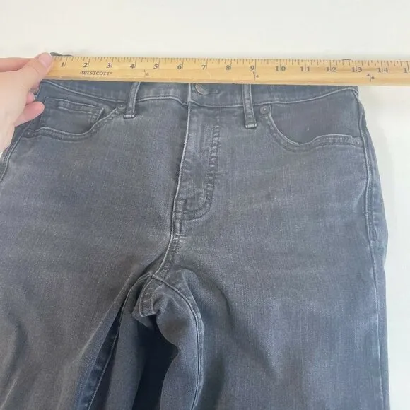 Madewell Womens 9&quot; High-Rise Distressed Skinny Jeans Black Size 26 Raw Hem A8535