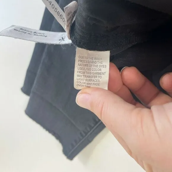 Madewell Womens 9&quot; High-Rise Distressed Skinny Jeans Black Size 26 Raw Hem A8535