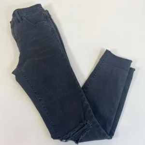 Madewell Womens 9&quot; High-Rise Distressed Skinny Jeans Black Size 26 Raw Hem A8535