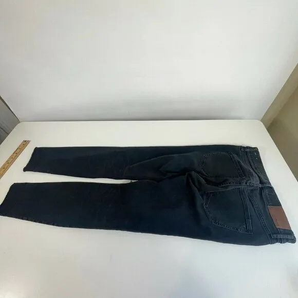 Madewell Womens 9&quot; High-Rise Distressed Skinny Jeans Black Size 26 Raw Hem A8535