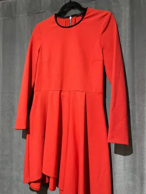 Maje Long Sleeve Orange Mini Pleated Dress