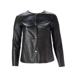MARINA RINALDI Women's Black Calle Faux Leather Jacket 8W / 17 $340 NWT