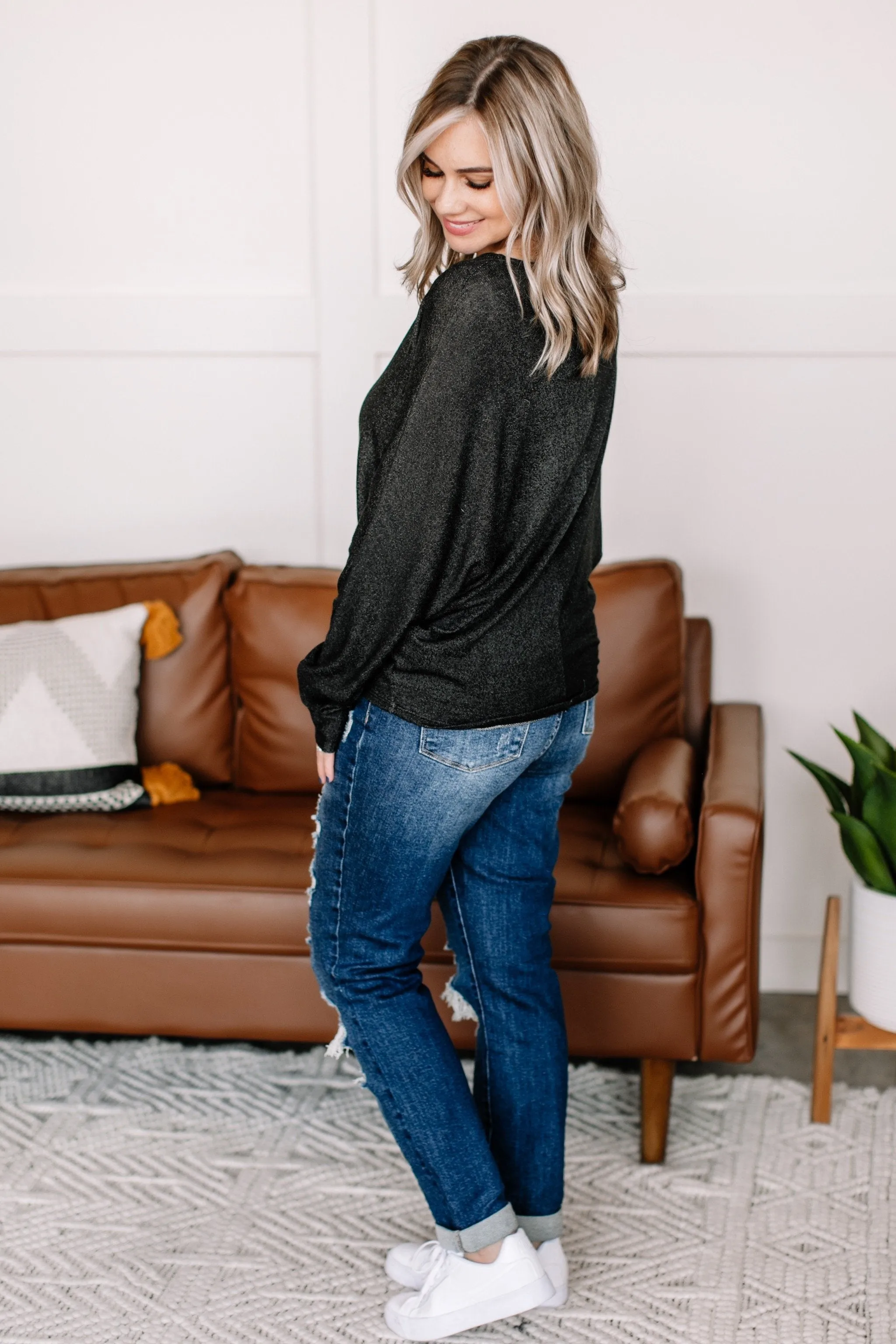 Material Girl Speckled Black Top