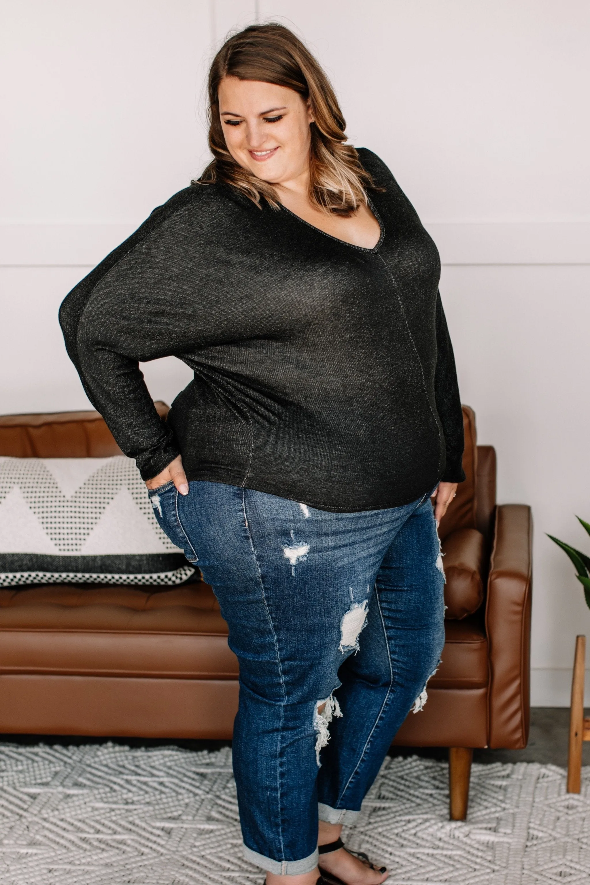Material Girl Speckled Black Top