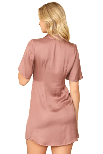 Mauve Short Sleeve Button Down Mini Dress - Pack of 5
