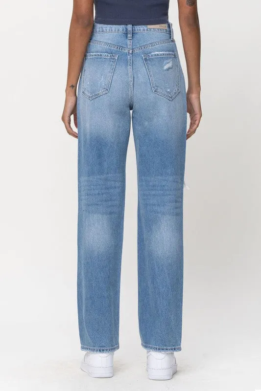 MELISSA HIGH RISE DISTRESSED DAD JEANS