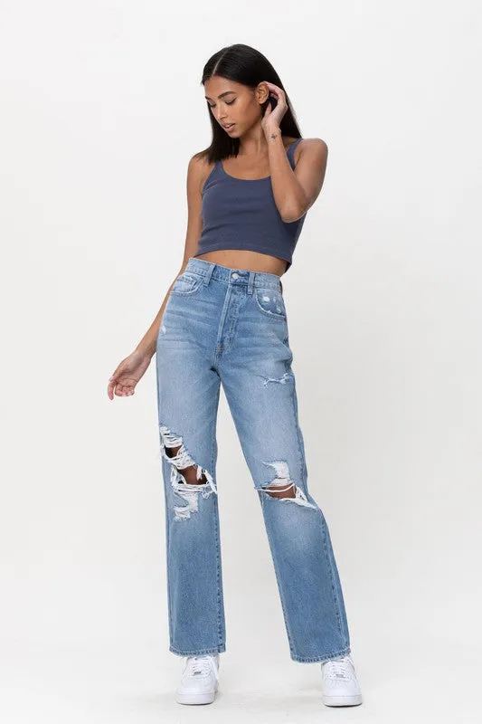 MELISSA HIGH RISE DISTRESSED DAD JEANS