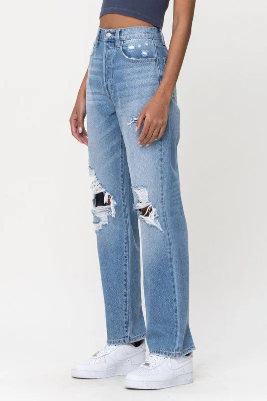 MELISSA HIGH RISE DISTRESSED DAD JEANS
