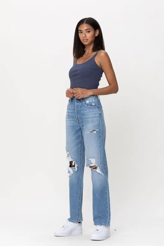 MELISSA HIGH RISE DISTRESSED DAD JEANS