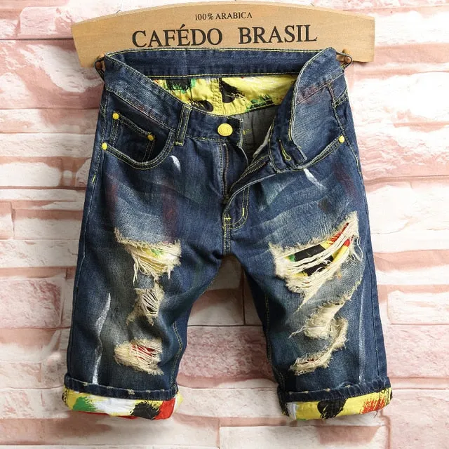 Men's Fashion Knee Length Summer Jeans Shorts Up To Size 44